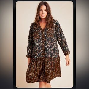 Maeve Anthropologie marlie button front tunic dress 16